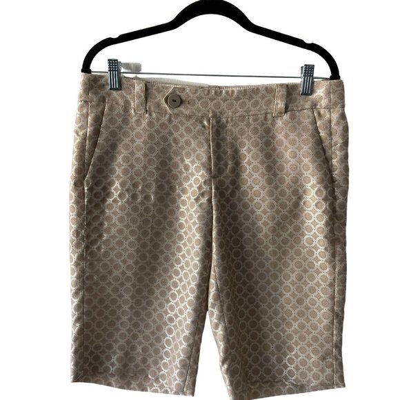 Anthropologie Cartonnier Gold Jacquard Size 6 Bermuda Shorts - Picture 1 of 9